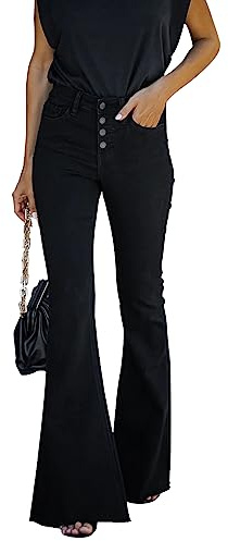 KUNMI Women's Flare Bell Bottom Jeans High Waisted Wide Leg Bootcut Jeans Stretchy Denim Pants