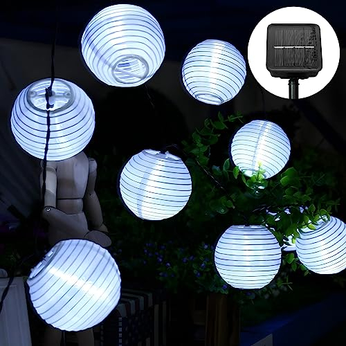Ausolee Solar Lichterkette Lampion Außen,5.5 Meter 20 LED Laternen 8 Modi,lampions Außen Wetterfest IP65,Outdoor Lichterkette Solar Für Garten, Hof, Hochzeit, Fest Deko (Weiß)