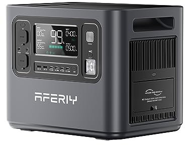 AFERIY Portable Power Station 2400W, 2048Wh Solar Power Station Control Via App, 13 Output Ports, 4 Input Ways, 3x 230V AC Outlets, LiFePO4 Battery, Solar Generator for Travel/Camping/Home Backup