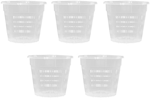 ALI2 Macetas transparentes para orquídeas, 5 unidades, diámetro de 16 cm, altura de 14 cm, de plástico, con agujeros, para orquídeas interiores