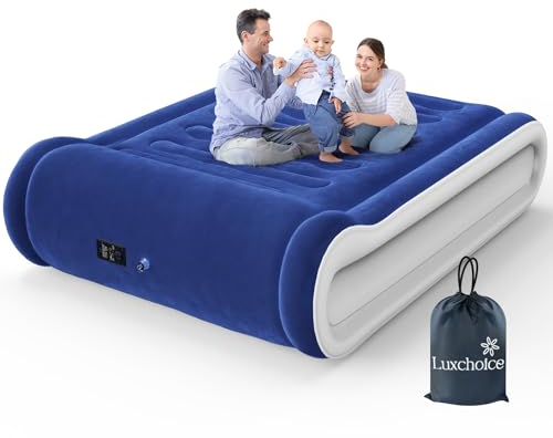 Luxchoice Luftbett Selbstaufblasend Luftmatratze mit Eingebautem Kopfkissen und Integrierter Elektrischer Pumpe Tragbar Gästebett Aufblasbare Matratze 2 Person für Camping Reisen Innenbereich Air Bed