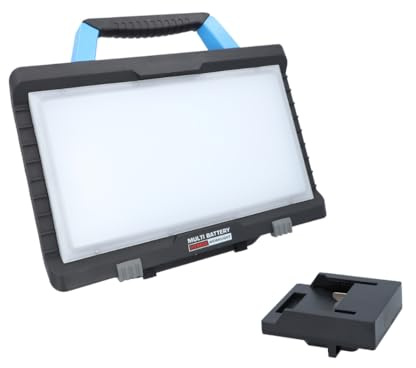 BTEC Worker Multi Akku 50 Watt Arbeitsleuchte IP54 LED Baustrahler Arbeitslampe Bauleuchte Werkstattlampe Baustellenlampe LED mit Adapter passend für Makita18V Akkus - OHNE AKKU