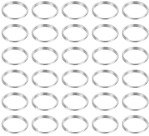 QUARKZMAN Lot de 50 anneaux fendus à double boucle de 10 mm, connecteurs ronds, petits anneaux de porte-clés nickelés pour loisirs créatifs, argent