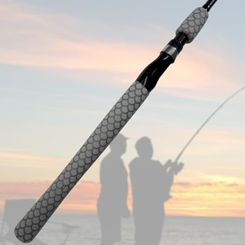 SoftShrink Fish Scale Design Grip Heat Shrink for Fishing Rod, Badminton - No Residue, Sleek Finish (20mm Dia. x 1.6m Long, Silver Gray)