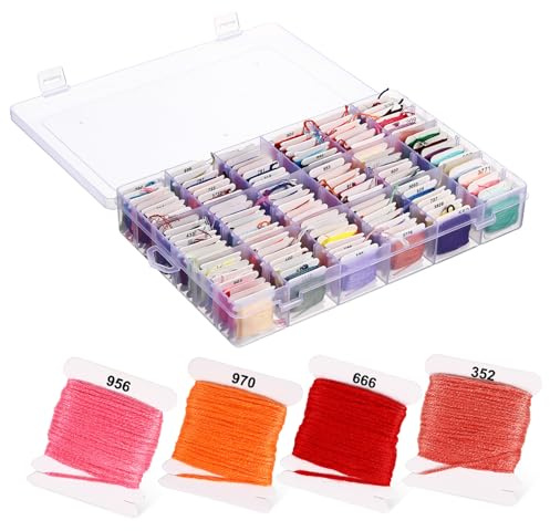 HEALSOPTHY Matassine Filo da Ricamo in Cotone Colori Vivaci Resistenti per Braccialetti e Filo da Bricolage con Scatola Robusta per Facile Conservazione