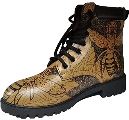 Stivaletto Pelo Donna Stivali Estivi Donna Casual in Pelle Antiscivolo Laterale E Lacci con Motivo Stampato Stivali Alti al Western Stivaletti da Motivo Pelliccia