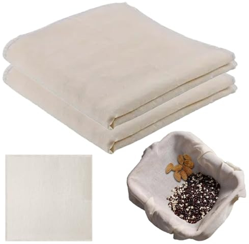 2 Pack Cheese Cloth 50x50cm/20x20Inch, 0.02mm Ultra Fine Mesh Muslin Cloth, High Thread Count Reusable Strainer for Cheese Nut Milk Butter Homemade Cooking
