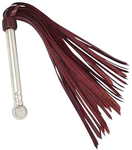 Real Handmade Leather Flogger with Metal Handle 50 Thick Tails | Leather Whip Dark Maroon Riding Whip Cosplay