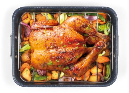 Russell Hobbs Nightfall Stone Roaster with Rack 34 Cm, Non-Stick | Carbon Steel Body, Stainless-Steel Rack, Oven Safe Up To 220 C, PFOA-Free Coating, Nightfall Stone Finish