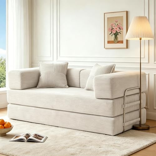 Vipbear 160cm Boneless Couch with Foam & Springs for Bedroom,White