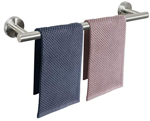 NearMoon Bath Towel Bar, Thicken Stainless Steel Shower Towel Rack Holder Wall Mounted for Bathroom, 24-lnch Overall Length-21-lnch Usable Hanging Space (1 Pack, Brushed Nickel)