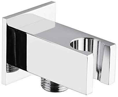 Support encastré carré pour douchette, prise de douche carrée en laiton chromé, support de pomme de douche, support moderne avec fixation murale, design moderne brillant chrome haute qualité