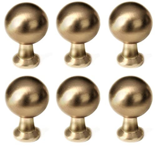French Furniture Fittings Set of 6 Matt Brushed Brass Kitchen Cupboard knobs, Matt Brushed Brass, six Pack. Knobs for Kitchen cabinets by FFF, Gold