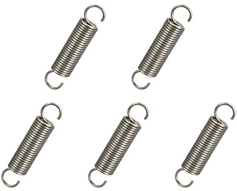 QUARKZMAN 1.2mmx10mmx50mm Estensione Tensione Molla x 5pz Inossidabile Acciaio Doppia Gancio Molle per Industriale Macchine e Produzione Controllo, [Argento Tono]