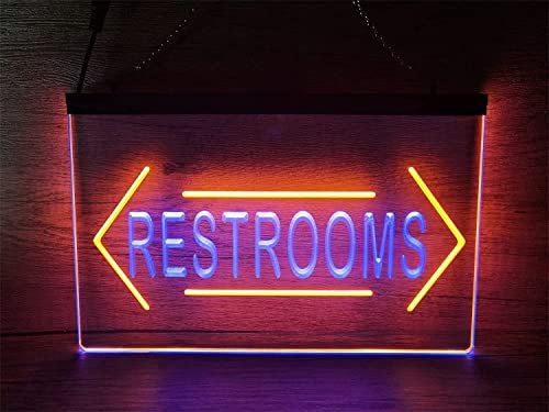 ELzEy Segnale luminoso al neon a LED per WC per ingresso WC, decorazione da parete per WC Segnale luminoso per pub Home Bar Club Party (dimensioni: 30 x 20 cm)
