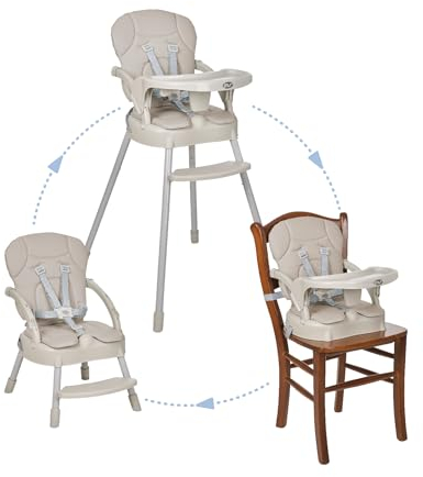 MS - Trona para bebe Spoon convertible en alzador y en silla- 3 en 1- Trona plegable MS con asiento acolchado Gris