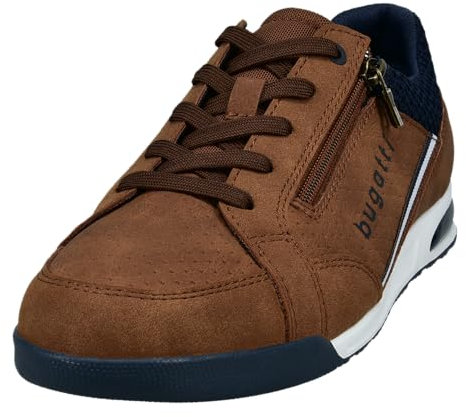 bugatti Herren Schnürstiefel, Männer Stiefel Kaltfutter,Chukka Boots,schnürung,Boots,Winterstiefel,Winterschuhe,Cognac/Dark Blue (6341),45 EU/EU UK