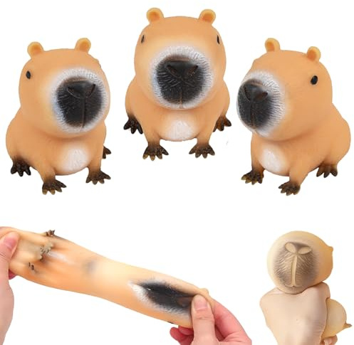 HPiano 3 Stücks Anti Stress Spielzeug,Capybara Squishy Toys,Kapybara Stressball Kinder,Stress Squeeze Spielzeug Squeeze Ball,Capybara Antistress Spielzeug,Squeeze Spielzeug Für Erwachsene Und Kinder