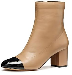 Geox Femme D Virnilisa 65 Bottines à la Cheville, Beige/Noir, 36 EU