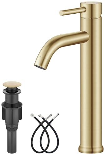 Aolemi Brushed Gold Vessel Sink Faucet Tall Bathroom Faucet