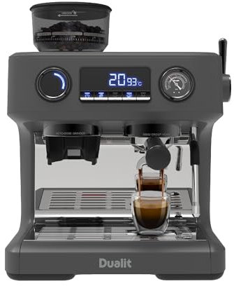 Dualit Espressivo Pro Coffee Machine - Dual Boiler - Integrated Coffee Bean Grinder - Steam Wand - 2.8L Removable Water Tank - Built in Warming Plate - 20 Bar Pressure - Stainless Steel