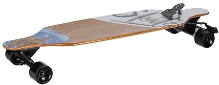 SCOPS Longboard Skateboard 8 Layer Maple/Birch/Beech Wood Deck 37”x10” Complete Board, Beginner & Pro Adults, Teens & Kids, Full Deck Print, Grip Coating ABEC-9 Bearing (In the Flow - with Break)