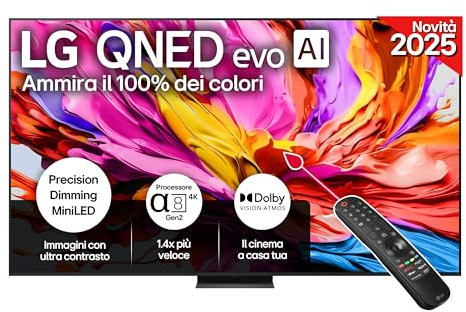 LG QNED evo AI QNED86 TV 100 pollici, Smart TV 4K, Processore α8 Gen2, Precision Dimming con MiniLED, webOS con AI, Dolby Vision & Atmos, Gaming con VRR e FreeSync 4K@144Hz, 100QNED86A6 2025