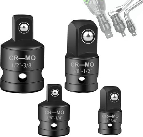 4 Pcs Adaptateur Douille,Adaptateur 1/2 3/8,Cliquet 3/8,Adaptateur 3/8 1/2,3/8 Vers 1/4, 1/4 Vers 3/8,Adaptateur Douille Pour Clé Dynamométrique,Cliquet,Perceuse