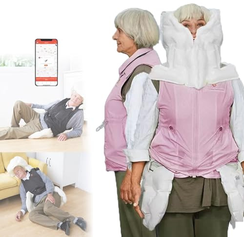 Chaleco AnticaíDas Para Personas Mayores, Chaqueta De Ciclismo Con Airbag, Equipo De ProteccióN Inteligente Para RehabilitacióN Con Airbag Y Alarma De Monitoreo Remoto Por AplicacióN,Pink(Ms)-S