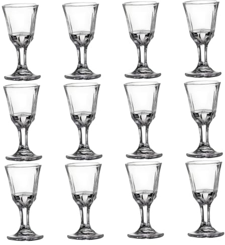 12 st mini shotglas, 10 ml klara minivinglas med bas, små glaskoppar för vin, tequila, whisky, sprit