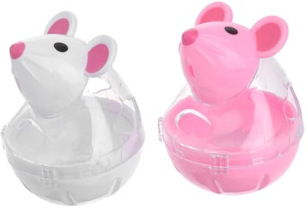 VICASKY Distributeur de Nourriture pour Chats Fonction Tumbler Rolling en Abs 2pcs Forme Souris Jouet Interactif pour Chats Intérieur