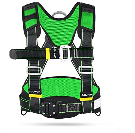 MYXJX safety harness, Working at Height Safety Harness, Rope Fall Arrest Half Body Climbing Belt Roof/Red/D(Green,A)
