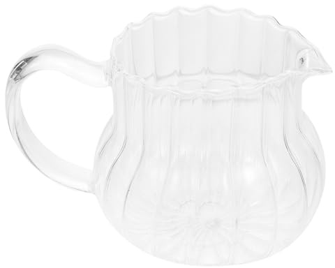 Garneck Pot à Lait en Verre Transparent 250 Ml Bec Verseur Anti-goutte, Récipient à Sauce Pratique pour Café, la Cuisine et Restauration, Contenant de Conservation du Lait pour Service