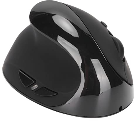 Qudinip Ratón Vertical para Zurdos, Ratón Ergonómico Recargable dpi Ajustable para Usuarios Zurdos de Oficina en Casa con Adaptador USB (Negra)