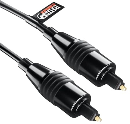 rhinocables Toslink Optical Audio Cable with Gold-plated Contacts, Digital Audio Optical Cable for Soundbar to TV, Home Theater or Game Console (2.5m)