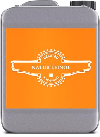 Natur Leinöl, 5L für Holzböden, Parkett, Treppen, Terrasse, Gartenmöbel I Holzöl & Imprägnierung farblos farbvertiefend I Holzschutz & Pflegeöl für innen & außen I lösemittelfrei - Bekateq BE-200