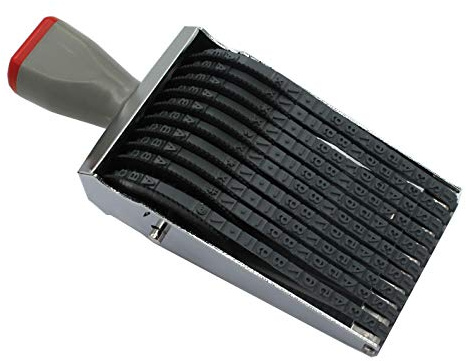 Zeng 10 cifre alfabeto timbro,Rolling Changeable Alphabet Number Stamp - Adatto per il timbro della data, francobolli aziendali, timbro di gomma,Dimensioni di stampa 57 x5mm,grigio nero