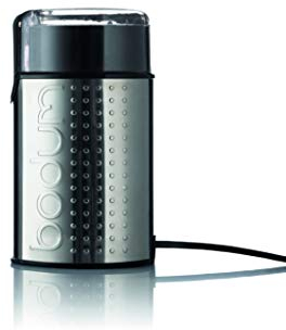 Bodum - 11160-16EURO-4PL - Bistro - Moulin à Café électrique à Lamelles, 150 W, Finition Métallique