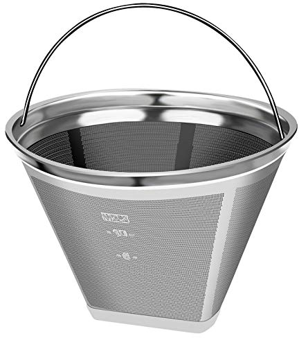 #4 Reusable Permanent Cone Coffee Filters, 8~12 Cup Size 4 Coffee Filters, Perfect Fit for Cuisinart Hamilton Beach Coffee Maker Filter, Replace Cuisinart GTF Gold Tone Coffee Filters