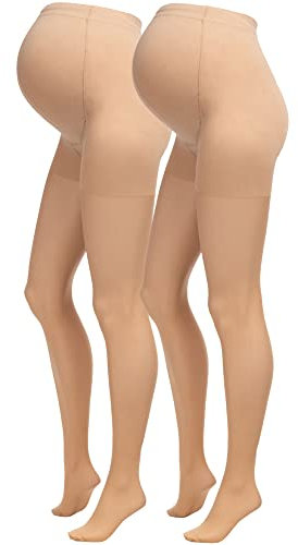 Herzmutter Umstandsstrumpfhose 20DEN - transparent-matte-soft - Schwangerschaftsstrumpfhose - Hautfarben-Beige-Schwarz - 1er & 2er-Set - 1220 (M-L, Beige-Hell, 2x)