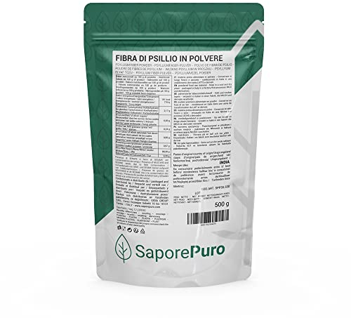 SaporePuro Bucce di Psillio in polvere 500 gr - Fibra di Psillio - Purezza 99% - Senza Glutine