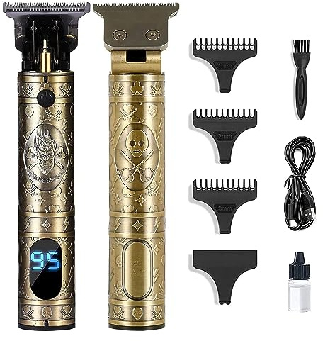 Ten-Tatent Hair Clippers Men, Hair Trimmers, T-Blade Trimmer, Cordless Rechargeable Grooming Kits, Zero Gapped Detail Beard Shaver with 4 Guide Combs,Quality Assurance，Gold