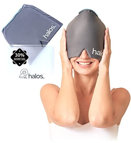 MyHalos® Migräne Maske - Migräne Kühlmaske - Wiederverwendbare Migräne Mütze & Kühlmaske Migräne zur Linderung von Kopfschmerzen - Formschlüssige Kältekompresse - Migraine Relief Cap