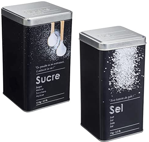 WELL HOME MOBILIARIO & DECORACIÓN 2X Botes DE Almacenamiento, Bote para AZÚCAR + Bote para Sal, Beige, PK4627