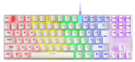 MARSGAMING MK80 vit, mekaniskt speltangentbord TKL FRGB, antitighosting, switch mekanisk blå, amerikanska språk