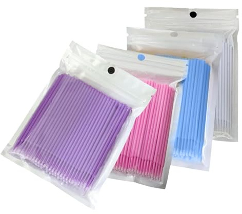 Micro Applicatori a Pennello, Microbrush per Laminazione Ciglia,400Pz Microbrush Extension Cigli, Micro Applicatori Ciglia per Laminazione Ciglia per Ciglia Estensioni-bianco/blu/viola/rosa