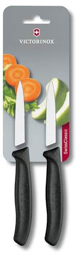 Victorinox Swiss Classic 2 Piece Paring Knife Set Straight Edge Pointed Tip - Black