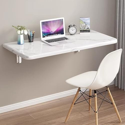 SKVSKV Wall Mounted Folding Table Fold Down Desk for Wall Small Spaces,Hanging Floating Desk for Home Laundry Room, Office,Study Work Bench, Kitchen Dining (White 27.6×15.7inch