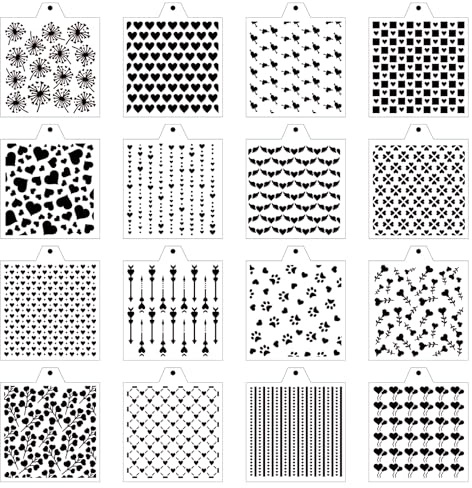Stencil Genie 16 Pcs 5.5x5.5in Cookie Stencils for Royal Icing, Airbrush & Sugar Cookies