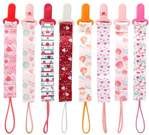 Thyonta Dummy Clips, 8PCS Pacifier Clips Dummy Holder Baby Pacifier Lanyard Soother Clips Personalised Dummy Clips to Prevents Pacifiers from Falling Out for Babies(Girl)